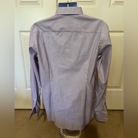 Eton Lavender & White Check Button Up Dress Shirt - Picture 3 of 7